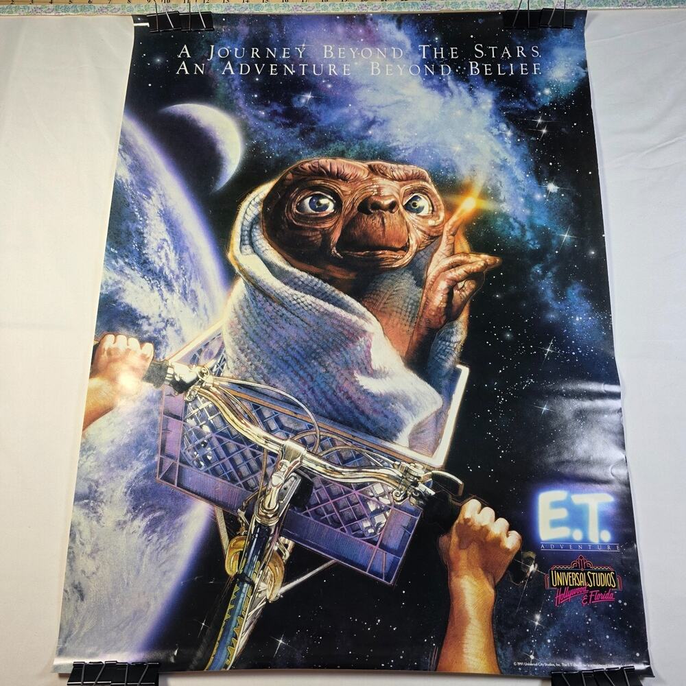 Vintage 1991 E.T. Adventure Universal Studios Theme Park Poster 22.5x30 ET Space